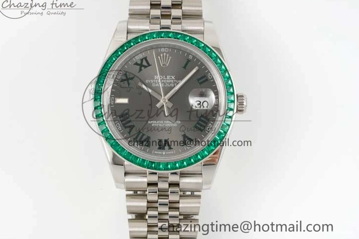 Marker Steel 41mm Diamonds on Arabic Best Dial Jubilee Gray 1:1 904L SA3235 Green Bracelet Bezel Edition DateJust DIWF 0329
